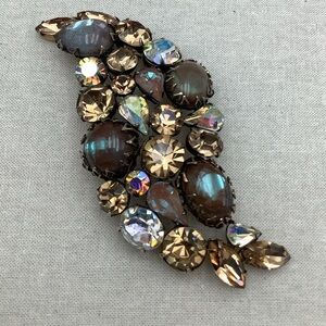 Antique Saphiret And Art Glass Brooch RARE Beauty Signed Regency
